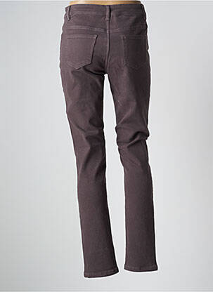 Pantalon droit fermeture zippée sous rabat boutonné marron GEVANA femme