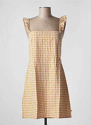 Robe mi-longue tissage crêpe sans manche beige PETITE LUCETTE femme