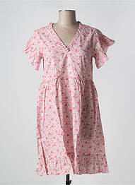 Robe courte coupe évasée manches courtes rose PETITE LUCETTE femme