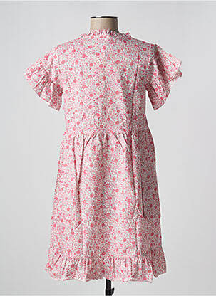 Robe courte coupe évasée manches courtes rose PETITE LUCETTE femme