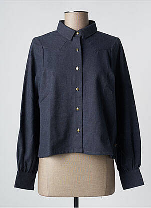 Chemisier tissage crêpe manches longues bleu PETITE LUCETTE femme