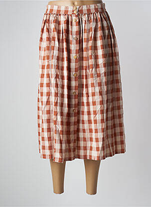 Jupe mi-longue coupe évasée marron PETITE LUCETTE femme