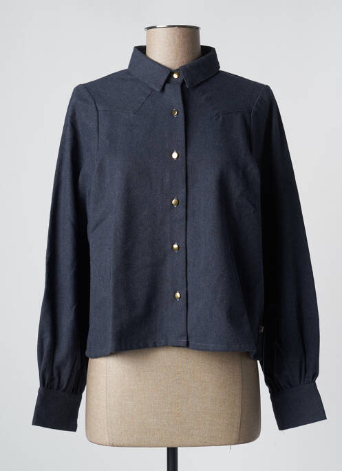 Chemisier tissage crêpe manches longues bleu PETITE LUCETTE femme