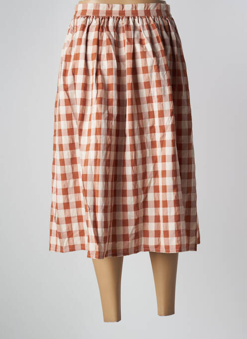 Jupe mi-longue marron PETITE LUCETTE pour femme