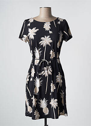 Robe courte imprimé fleurs manches courtes noir BANANA MOON femme