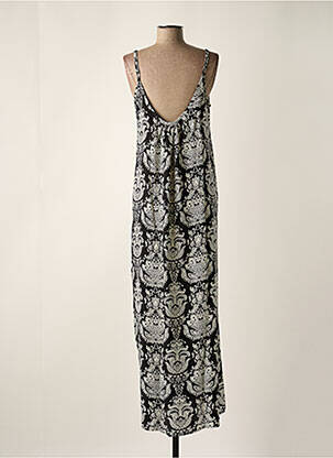 Robe longue manches bretelles ajustables fines bretelles noir LARA-ETHNICS femme