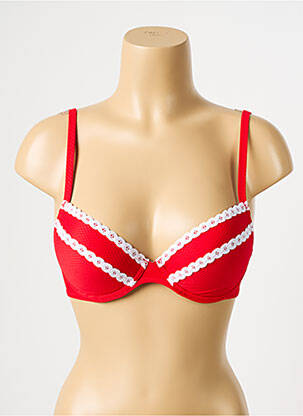 Haut de maillot de bain bretelles élastiquées amovibles haut soutien-gorge moulé rouge ANTIGEL femme