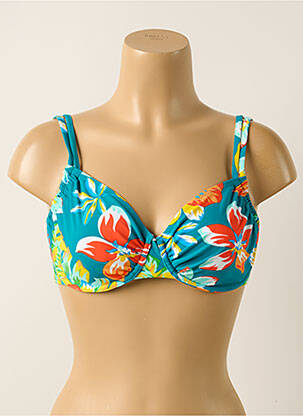 Haut de maillot de bain stretch haut soutien-gorge emboitant bleu BELCOR femme