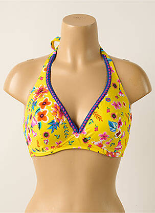 Haut de maillot de bain stretch haut soutien-gorge emboitant jaune ANTIGEL femme
