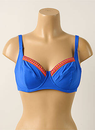 Haut de maillot de bain bretelles élastiquées ajustables haut soutien-gorge balconnet bleu ANTIGEL femme