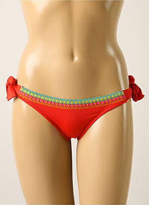 Bas de maillot de bain tissage satiné bikini orange ANTIGEL femme