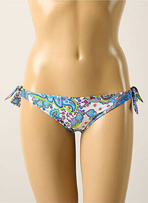 Bas de maillot de bain effet matière satinée bikini bleu ANTIGEL femme