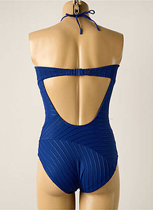 Maillot de bain 1 pièce effet matière satinée haut soutien-gorge moulé bleu LOU femme