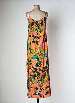 Robe longue manches bretelles ajustables fines bretelles orange LE PETIT BAIGNEUR femme