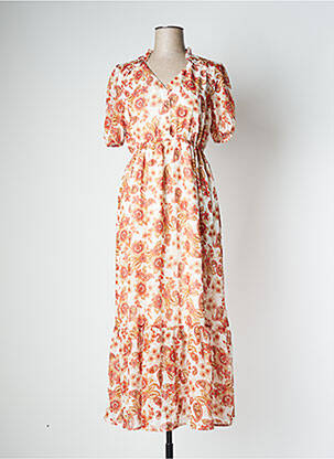 Robe longue manches courtes manches courtes orange DEELUXE femme