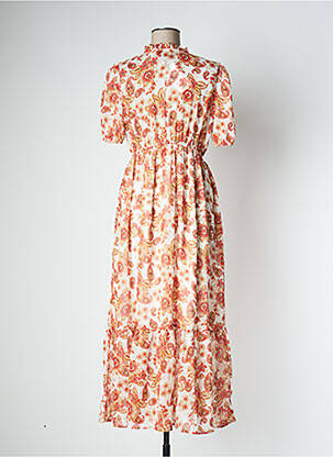 Robe longue manches courtes manches courtes orange DEELUXE femme