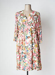 Robe mi-longue imprimé fleurs manches 3/4 beige MISE AU GREEN femme