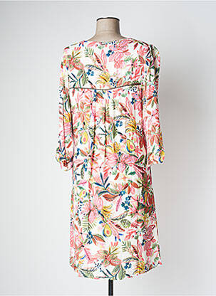 Robe mi-longue imprimé fleurs manches 3/4 beige MISE AU GREEN femme