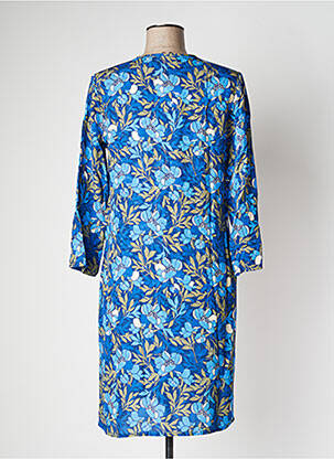 Robe mi-longue imprimé fleurs manches 3/4 bleu LE PETIT BAIGNEUR femme