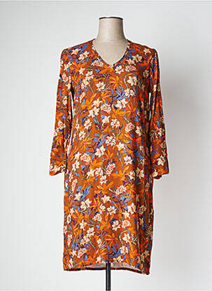 Robe mi-longue manches longues manches longues marron LE PETIT BAIGNEUR femme