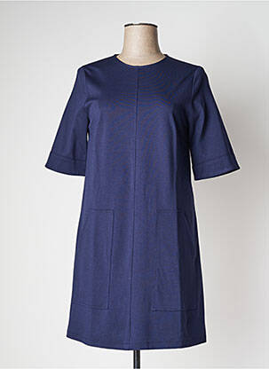 Robe courte fermeture zippée au dos manches courtes bleu IMPERIAL femme