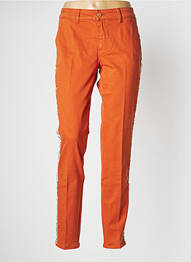 Pantalon chino broderie galons latéraux taille normale orange HAPPY femme