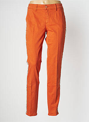 Pantalon chino broderie galons latéraux taille normale orange HAPPY femme