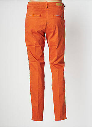 Pantalon chino broderie galons latéraux taille normale orange HAPPY femme