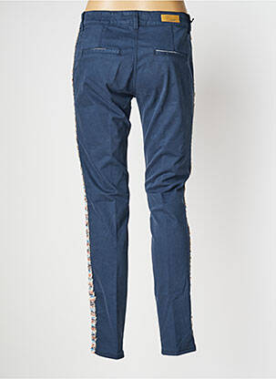Pantalon chino broderie galons latéraux taille normale bleu HAPPY femme