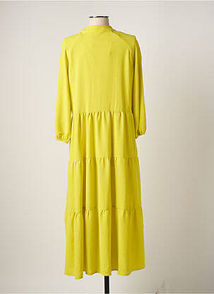 Robe longue tissage crêpe manches 3/4 vert REVER MILE femme