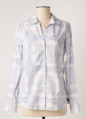 Chemisier coupe cintrée manches longues bleu BARILOCHE femme