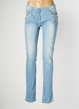 Jeans coupe slim effet usé délavé taille normale bleu MISSIMINI femme