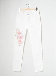 Pantalon slim tissage popeline taille normale blanc MISSIMINI femme