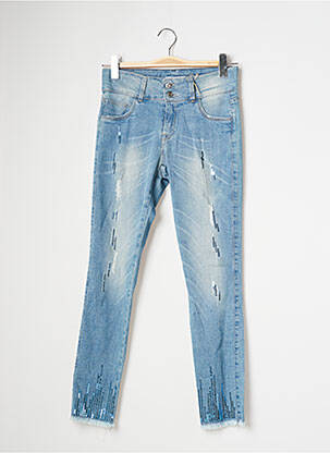 Jeans coupe slim effet usé délavé taille normale bleu MISSIMINI femme