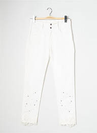 Pantalon slim tissage popeline taille haute beige MISSIMINI femme