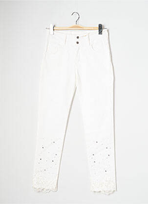 Pantalon slim tissage popeline taille haute beige MISSIMINI femme