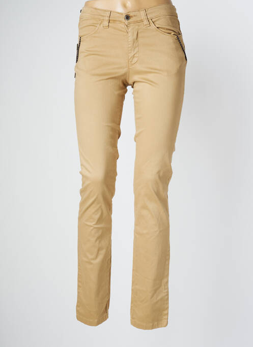 Pantalon slim tissage popeline taille normale beige WALTRON femme