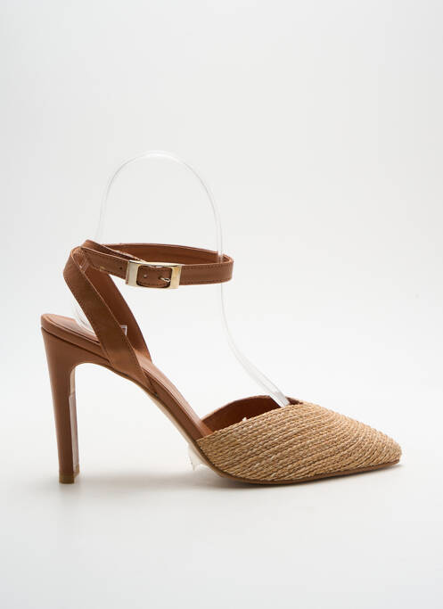 Sandales/nu pieds matière lisse talon de 7 à 9cm marron ANGEL ALARCON femme