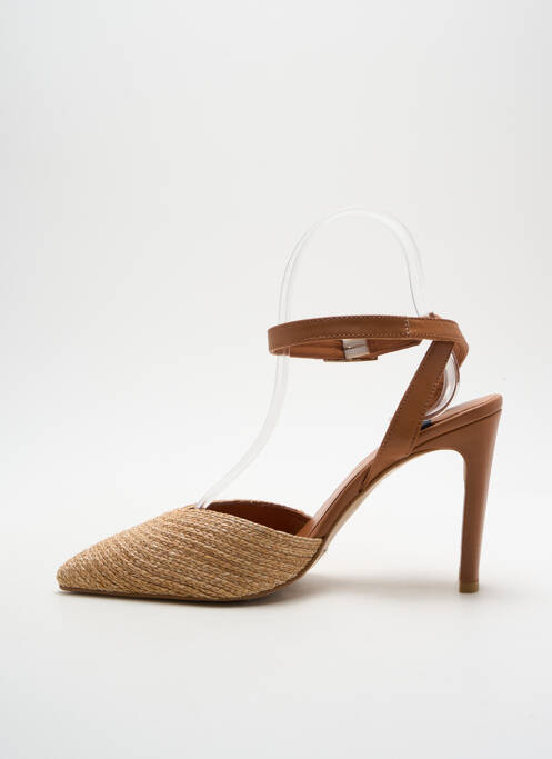 Sandales/nu pieds matière lisse talon de 7 à 9cm marron ANGEL ALARCON femme