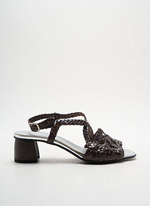 Sandales/nu pieds tissage satiné talon de 4 à 6cm marron YVES DESFARGE femme