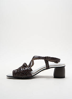 Sandales/nu pieds tissage satiné talon de 4 à 6cm marron YVES DESFARGE femme