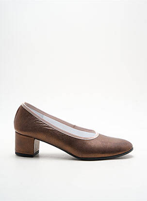 Escarpins tissage satiné talon de 4 à 6cm marron XAVIER DANAUD femme