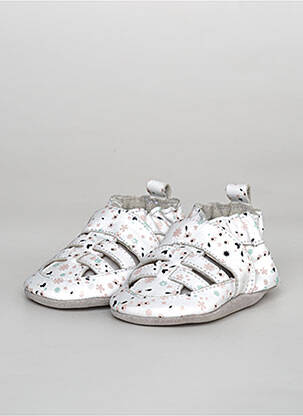 Chaussons/pantoufles semelle extérieure cuir bout rond blanc ROBEEZ fille