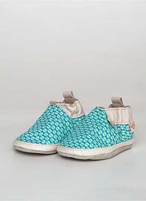 Chaussons/pantoufles semelle extérieure cuir bout rond bleu ROBEEZ enfant