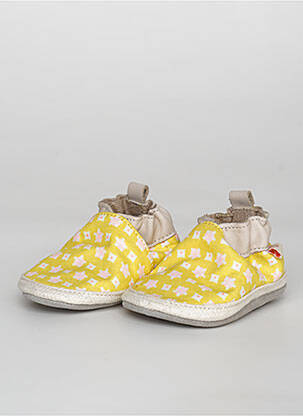 Chaussons/pantoufles semelle extérieure cuir bout rond jaune ROBEEZ fille