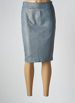 Jupe mi-longue stretch bleu GEVANA femme