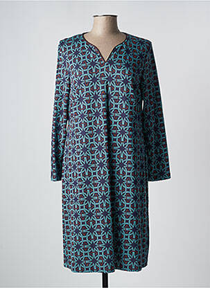 Robe mi-longue imprimé fantaisie manches longues bleu COMME ÇA femme
