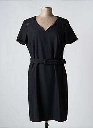 Robe mi-longue fermeture zippée au dos manches courtes noir JULIE GUERLANDE femme