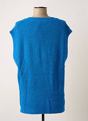 Pull col v manches courtes bleu KANOPE femme
