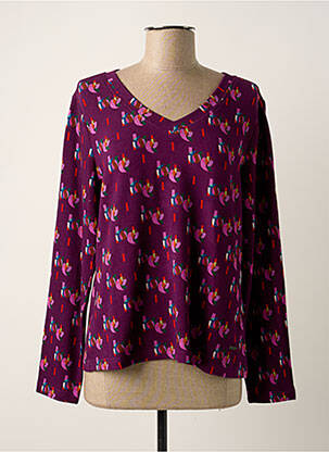 Top imprimé fantaisie manches longues violet AGATHE & LOUISE femme